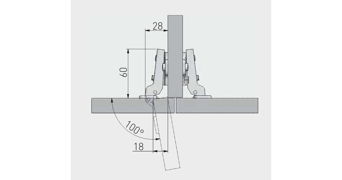 Kép 2/2 - Kivetőpánt, félig rázáródó, eurocsavaros talp h=2