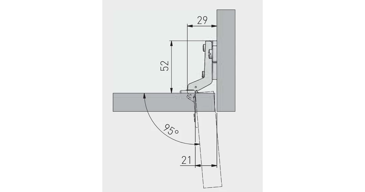 Kép 2/2 - Kivetőpánt, Mini, közézáródó, eurocsavaros talp H=0