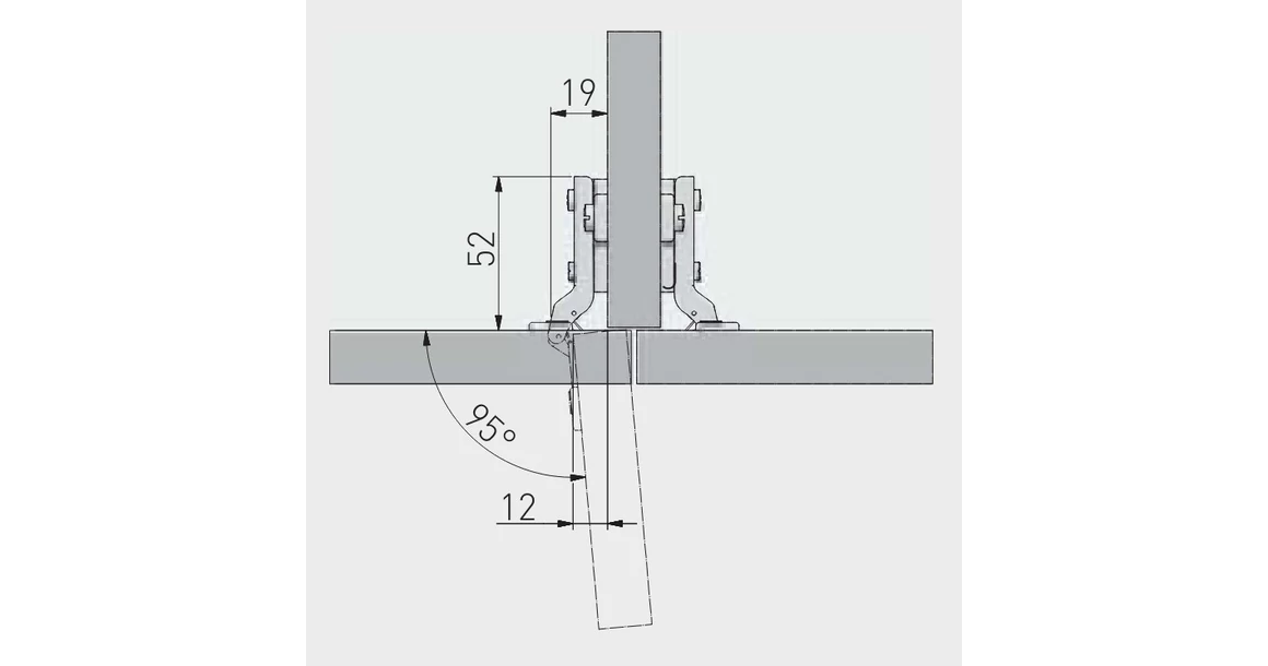 Kép 2/2 - Kivetőpánt, Mini, félig rázáródó, eurocsavaros talp H=1