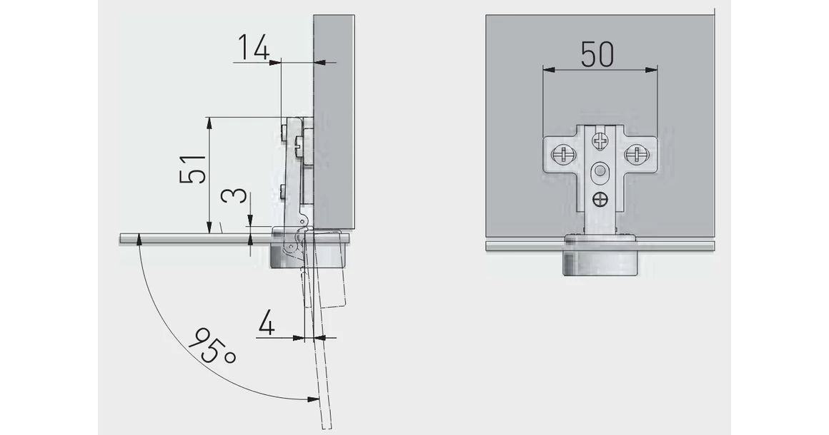 Kép 2/2 - Kivetőpánt, üvegajtóhoz, rázáródó, eurocsavar nélküli talp h=0, króm, D kupakkal