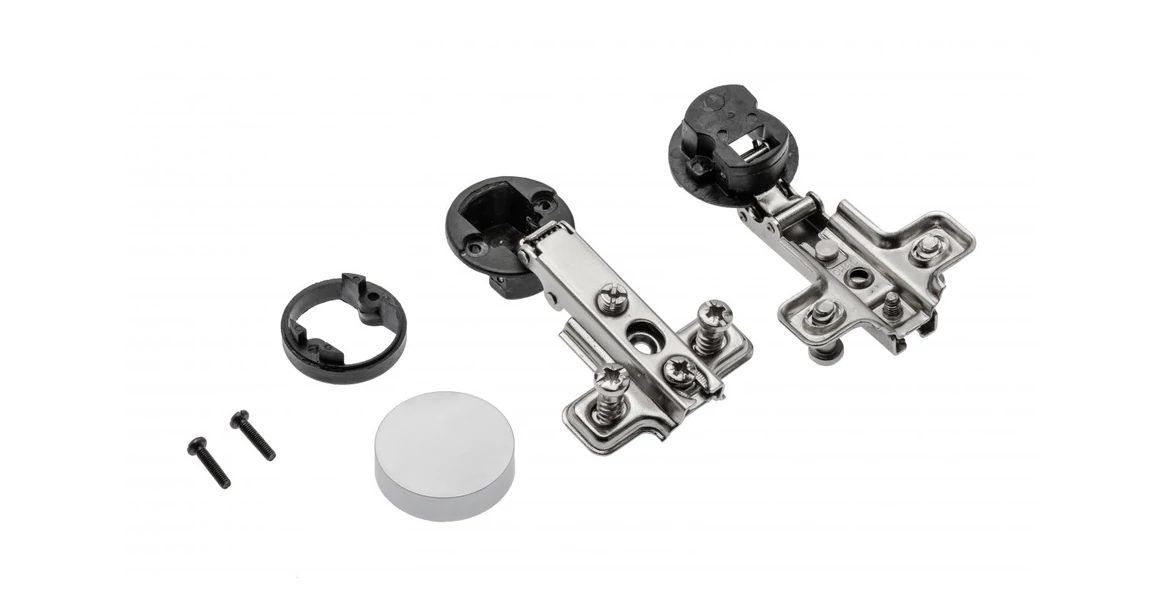 Kép 1/2 - Kivetőpánt, üvegajtóhoz, rázáródó, eurocsavaros talp h=0, matt króm, O kupakkal