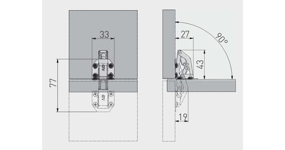 Kép 2/2 - Kivetőpánt, békapánt félig ráütődő