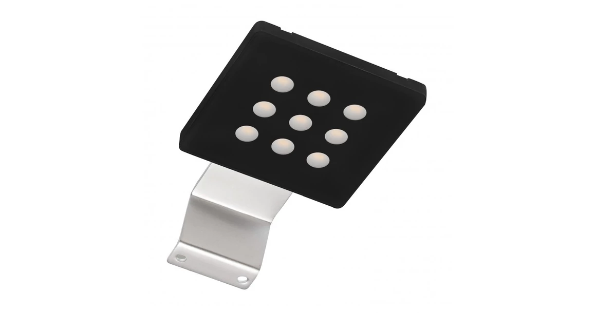 Kép 1/2 - LED Lámpatest, EVITA, meleg fehér, 80*80mm, felületre szerelhető, 12V, 120lm, 2,2W, kábellel, csatlakozóval, fekete