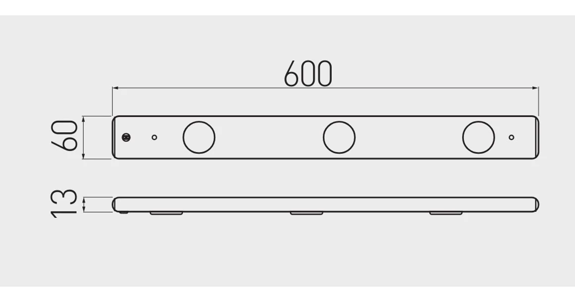 Kép 2/2 - LED Lámpatest, ROTA, hideg fehér, 600*60mm, 310lm, 5,5W, csatlakozóval, kábellel