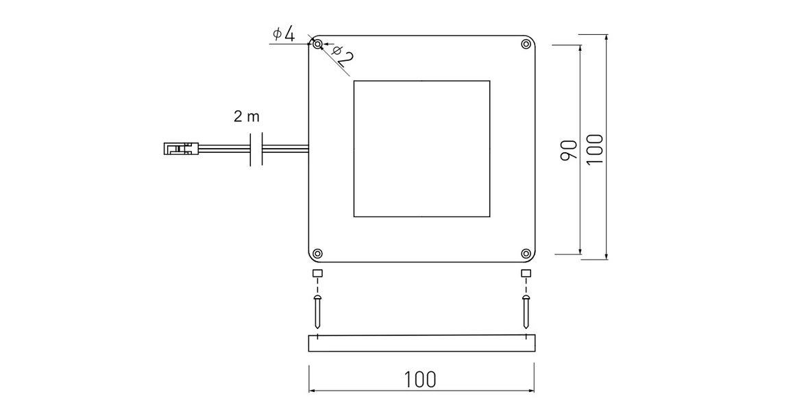 Kép 2/2 - LED Lámpatest, VEGAS, hideg fehér, 100*100mm, felületre szerelhető, 12V, 140lm, 3W, kábellel, csatlakozóval