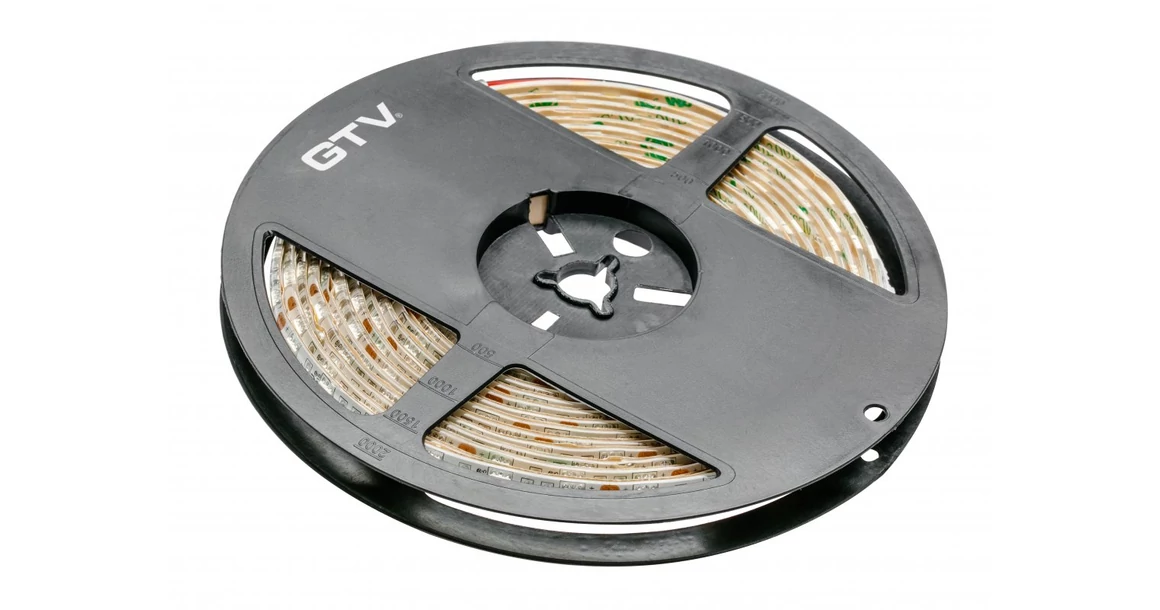 Kép 1/3 - LED szalag 5050, 300 LED/5 fm, meleg fehér, 15W/fm,  72W/5fm , 10mm , 5fm/tekercs, 12V, IP65, 850lm/m