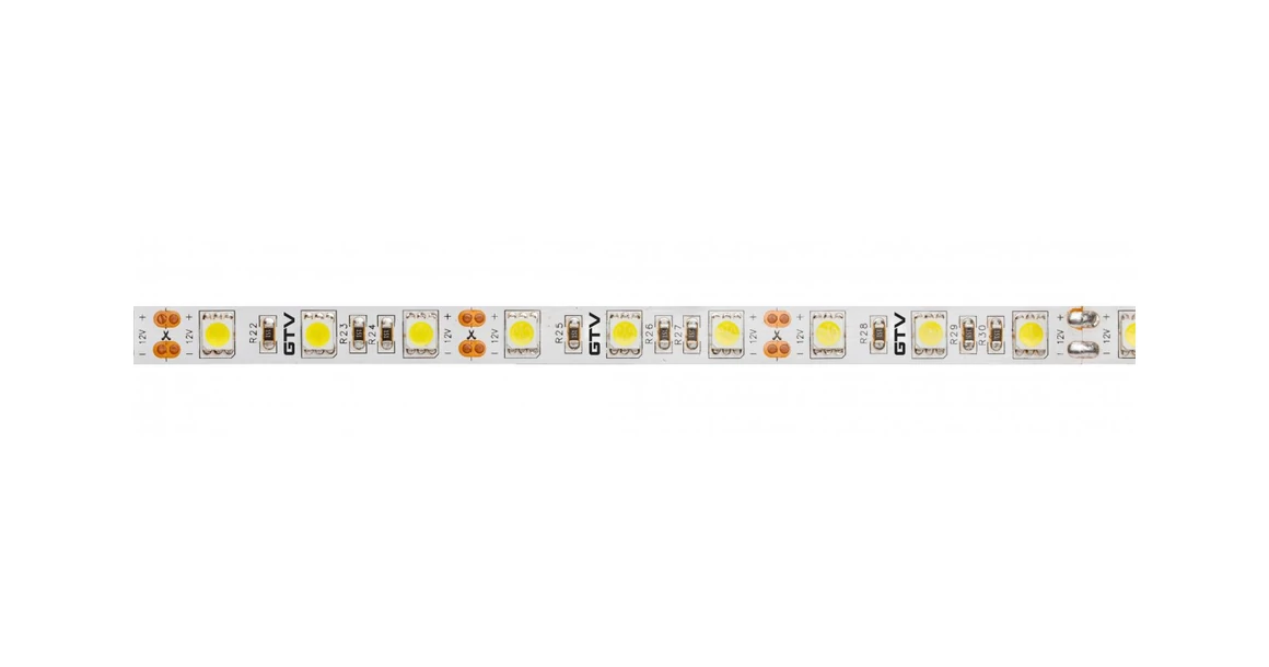Kép 2/3 - LED szalag 5050, 300 LED/5 fm, meleg fehér, 15W/fm,  72W/5fm , 10mm , 5fm/tekercs, 12V, IP20, 900lm/m