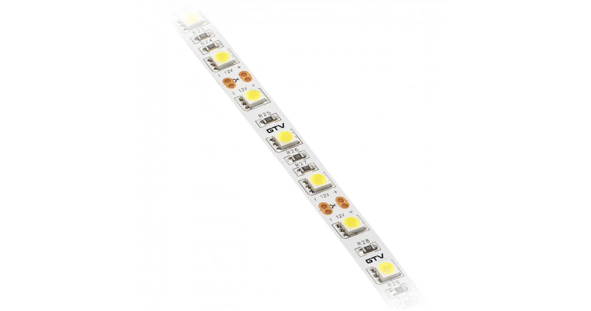 Kép 3/3 - LED szalag 5050, 300 LED/5 fm, meleg fehér, 15W/fm,  72W/5fm , 10mm , 5fm/tekercs, 12V, IP20, 900lm/m