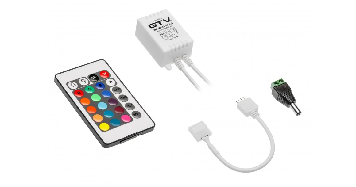 Kép 1/2 - Vezérlő LED RGB mini, távirányító, DC12 / 24v