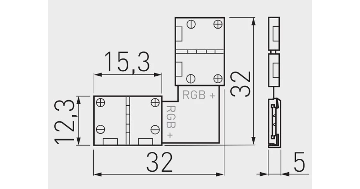 Kép 2/2 - LED csatlakozó, XC11 toldó sarok, 10mm RGB szalaghoz