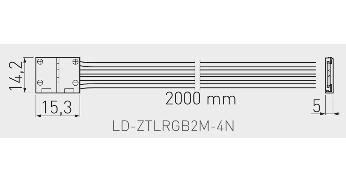 Kép 2/2 - LED csatlakozó, XC11 2000mm kábellel, 10mm RGB szalaghoz
