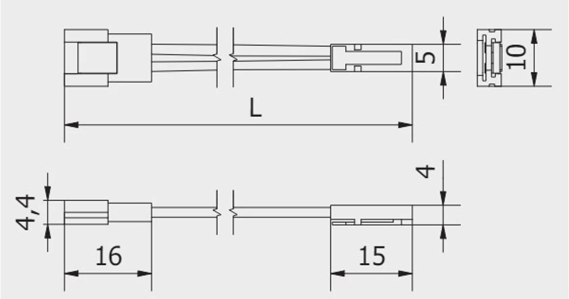 Kép 2/2 - LED csatlakozó, mini AMP / XC11 összekötő, 8mm led, 2000 mm keskenyebb