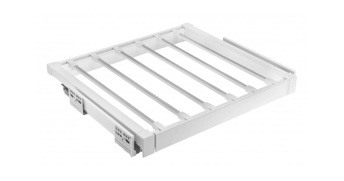 Kép 1/4 - Gardób ELITE nadrágtartó 58mm magas, teljes kihúzású, csillapított záródású, rejtett fióksínnel szerelve, 860-918mm, fehér