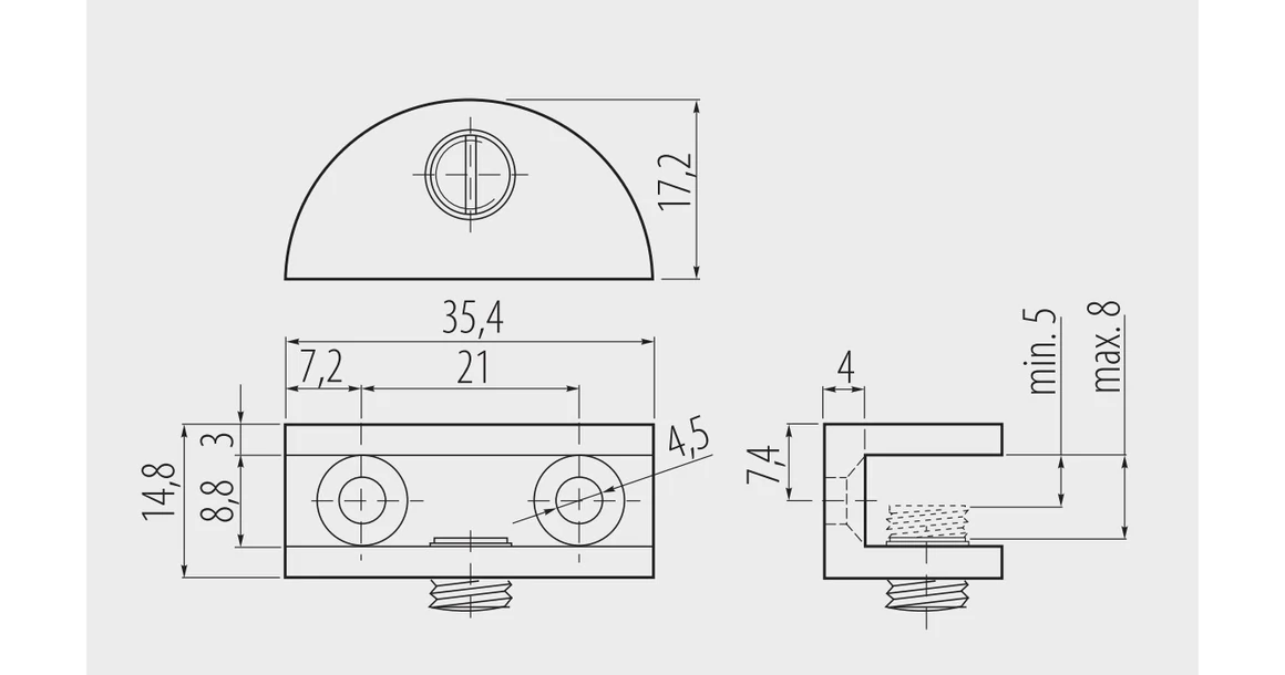 Kép 2/2 - Polctartó üveghez J63 5-8mm, króm