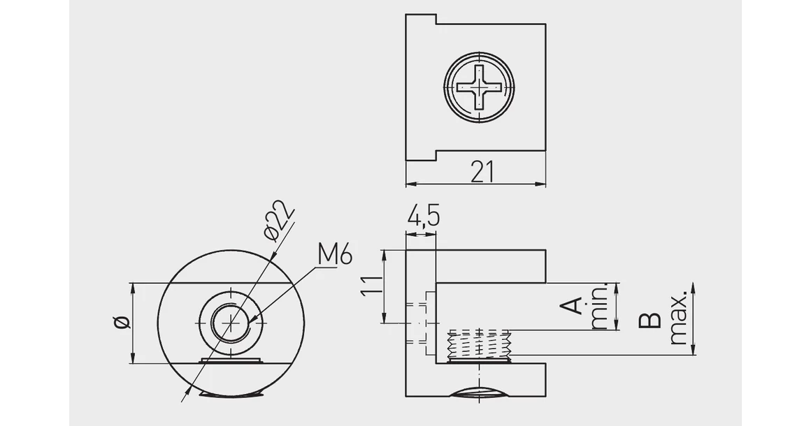 Kép 2/2 - Polctartó üveghez J65 4-8mm, szálcsiszolt