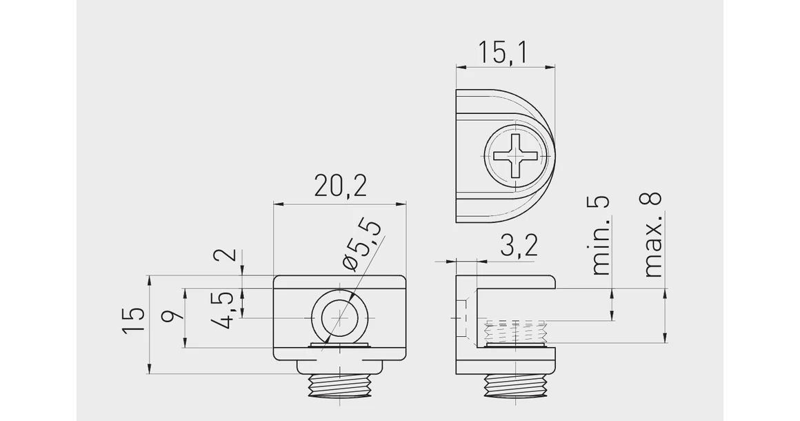 Kép 2/2 - Polctartó üveghez A48, 4-8mm, króm