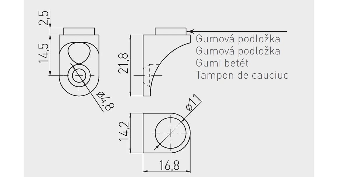 Kép 2/2 - Polctartó üveghez CGP, króm