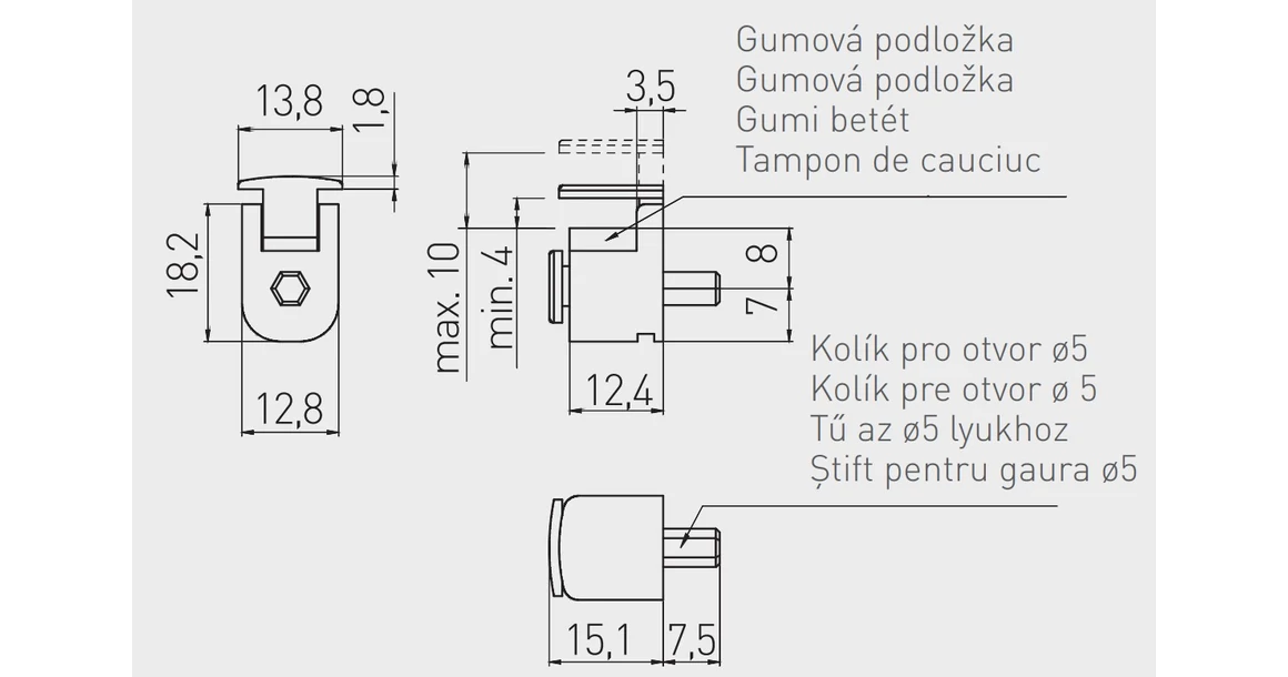 Kép 2/2 - Polctartó üveghez E410, 4-10mm, króm