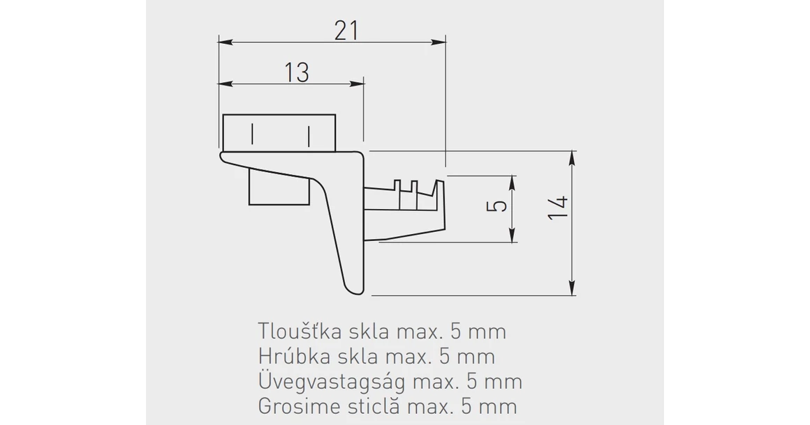 Kép 2/2 - Polctartó üveghez SL12, króm (1000db)