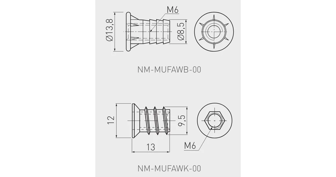 Kép 2/2 - Szintezőláb műanyag-fém, M6 hoz meneset rögzítő, beütős, M6
