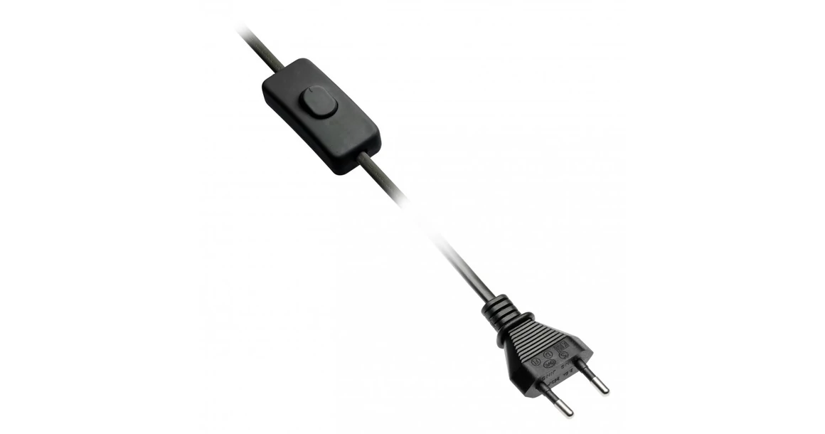 Kép 1/2 - Vezetek hosszabito csatlakozóval, kapcsolóval, 2 m, fekete, 2x0,75mm2