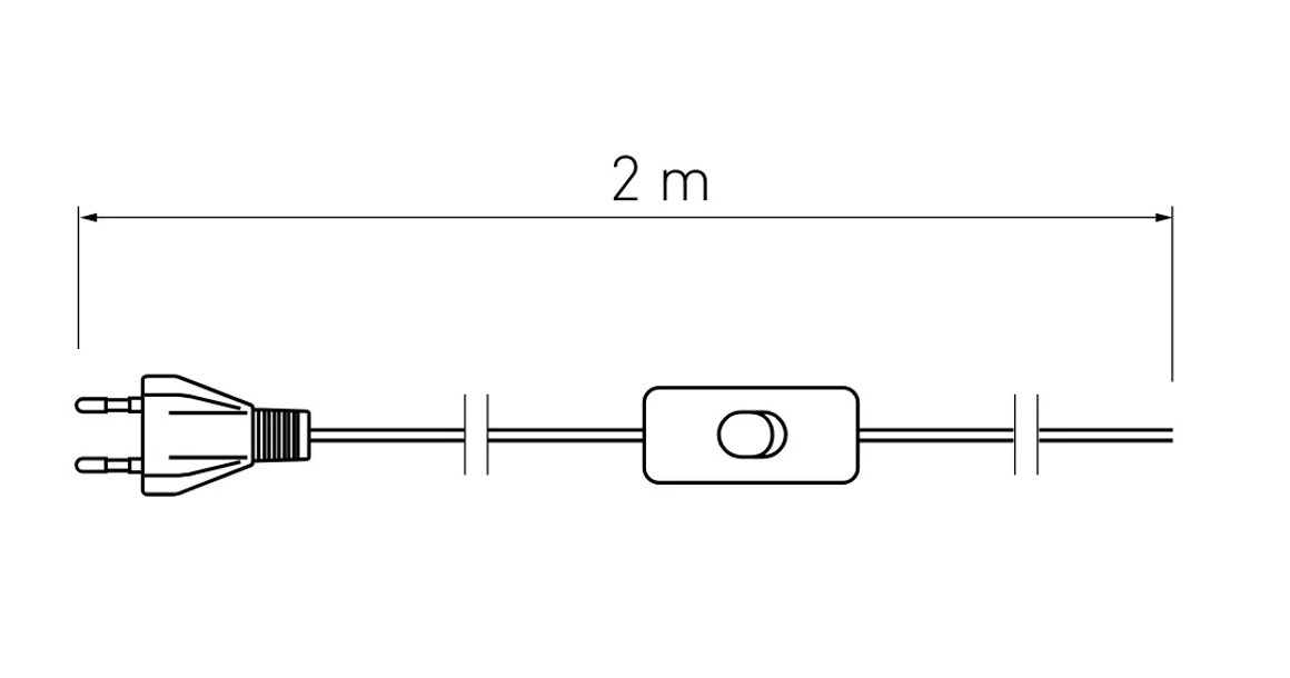 Kép 2/2 - Vezetek hosszabito csatlakozóval, kapcsolóval, 2 m, fekete, 2x0,75mm2