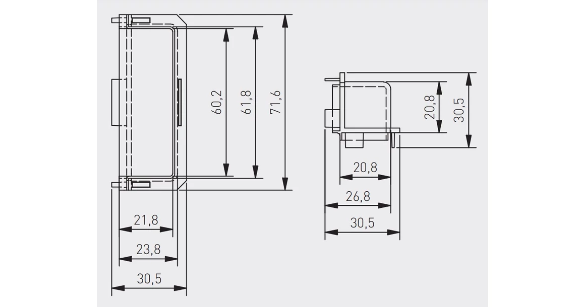 Kép 2/2 - Fogantyú profil rejtett VELLO, C profilhoz belső sarok, alu elox