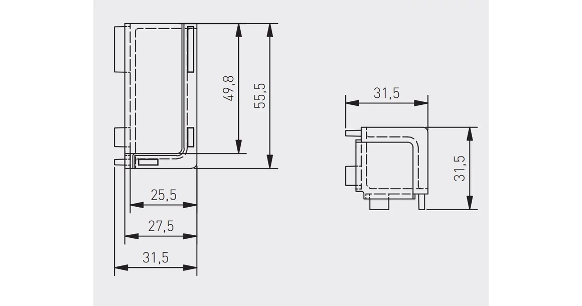 Kép 2/2 - Fogantyú profil rejtett VELLO, L profilhoz belső sarok, alu elox