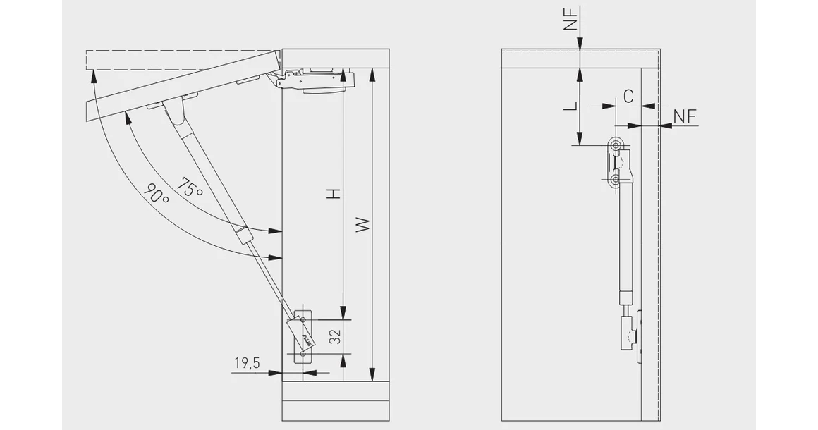 Kép 4/4 - Felnyíló vasalat, gázteleszkóp,  50N, fehér, GNEO12