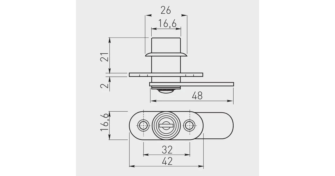 Kép 2/2 - Zár, lemezajtóhoz, M201, króm