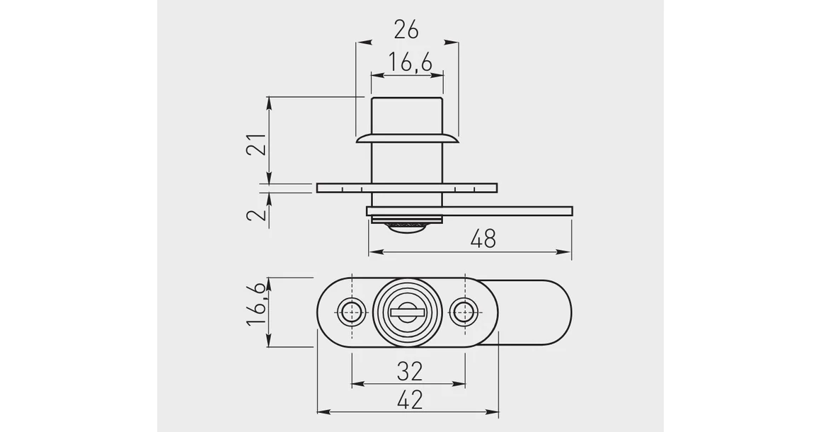 Kép 2/2 - Zár, redőnyhöz, Z202, króm