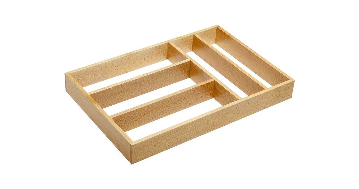 Kép 1/2 - Evőeszköztartó, fa, rendező keret, 400mm, 450mm mély fiókba, bükk, selyem lakk felület