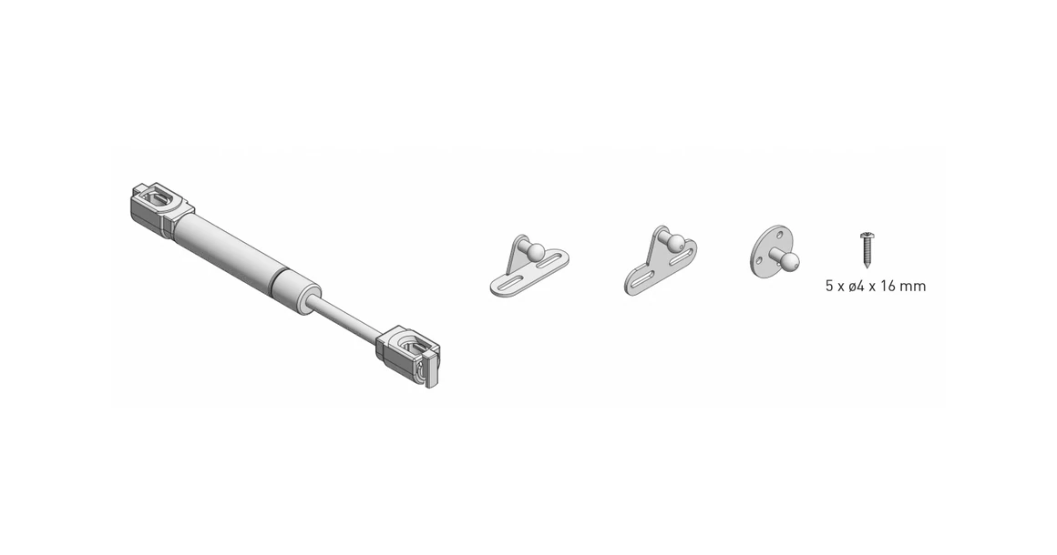 Kép 3/3 - Felnyíló vasalat, gázteleszkóp,  60N, rövídkarú / 160mm /, szürke
