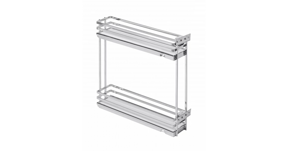 Kép 1/3 - Konyhai fémrács, 150mm, oldalra szerelhető, balos, Króm-Fehér, teljes kihúzású, csillapított záródású, rejtett fióksínnel , Movix Pro
