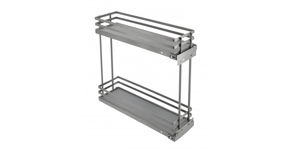 Kép 1/3 - Konyhai fémrács, 150mm, oldalra szerelhető, balos, Antracit-Szürke, teljes kihúzású, csillapított záródású, rejtett fióksínnel, Movix Pro