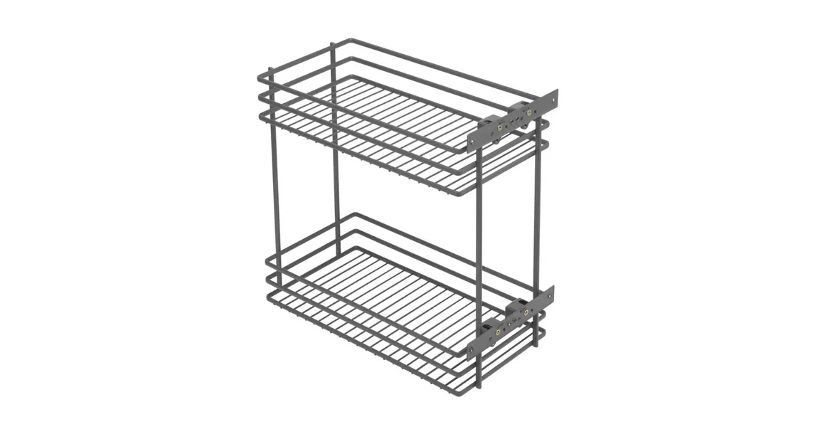 Kép 1/2 - Konyhai fémrács, 250mm, bal oldalra, Antracit, teljes kihúzású, csillapított, rejtett fióksínnel, Movix Jolly