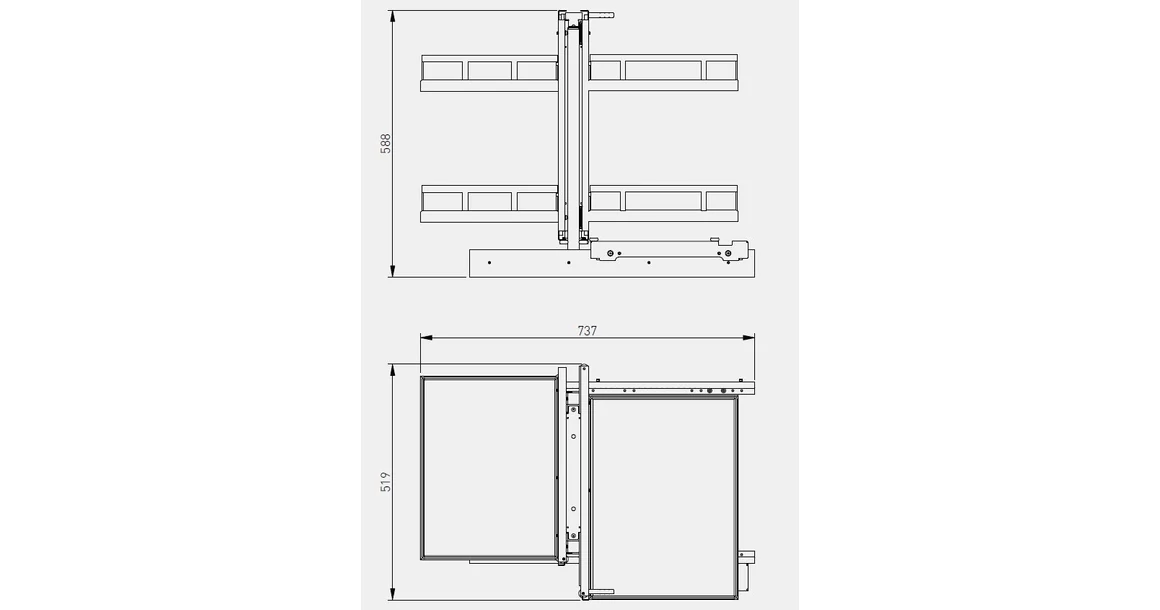 Kép 3/3 - Konyhai fémrács, sarokszekrénybe, Movix Pro Corner, univerzális, Antracit-Szürke, 450/800mm, teljes kihúzású, csillapított záródású