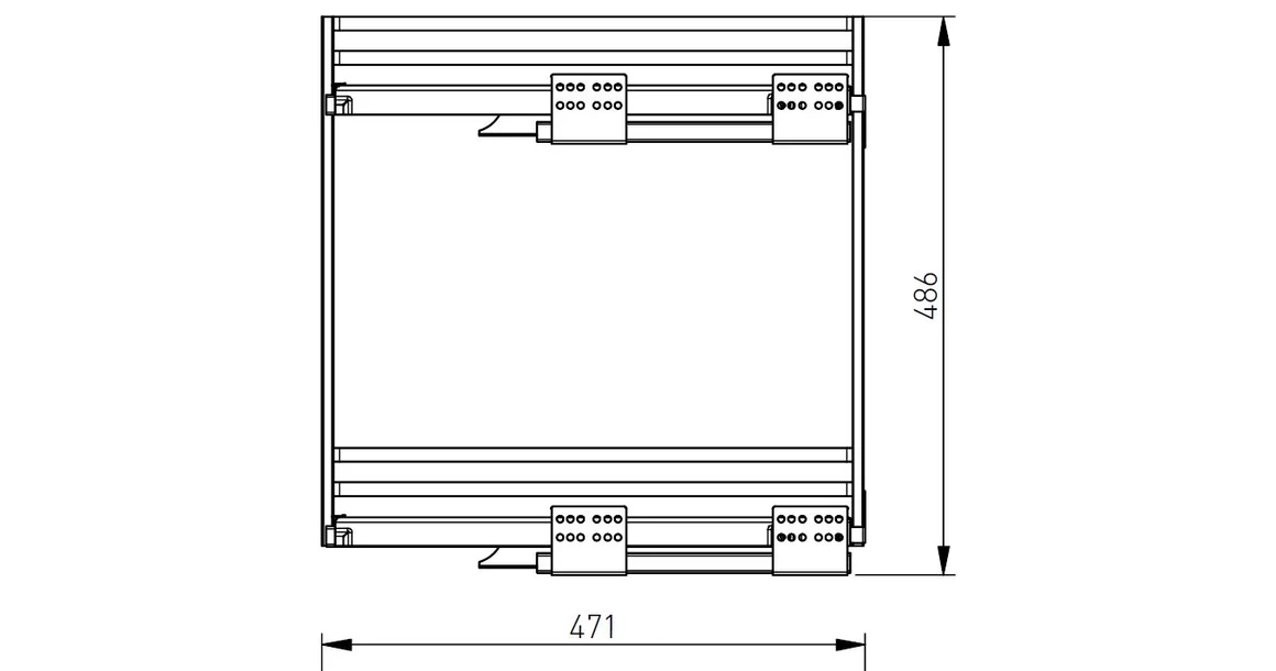 Kép 3/3 - Konyhai fémrács, 150mm, oldalra szerelhető, balos, Antracit-Szürke, teljes kihúzású, csillapított záródású, rejtett fióksínnel, Movix Pro