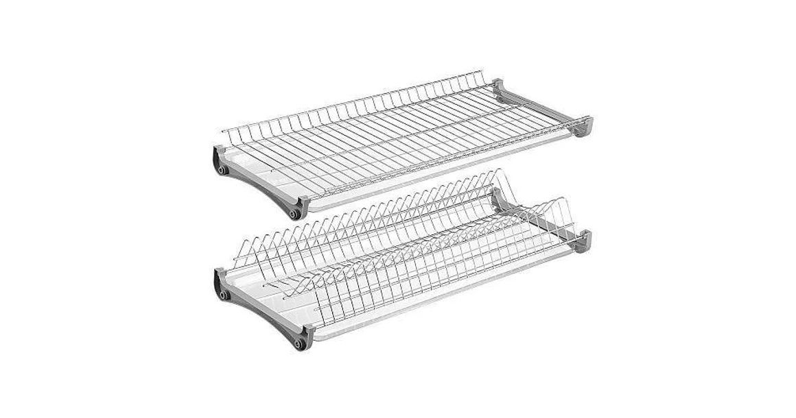 Kép 1/2 - Konyhai fémrács, edénycsepegtető, 2 polcos, 700mm elembe, 18mm oldavastagsághoz, króm