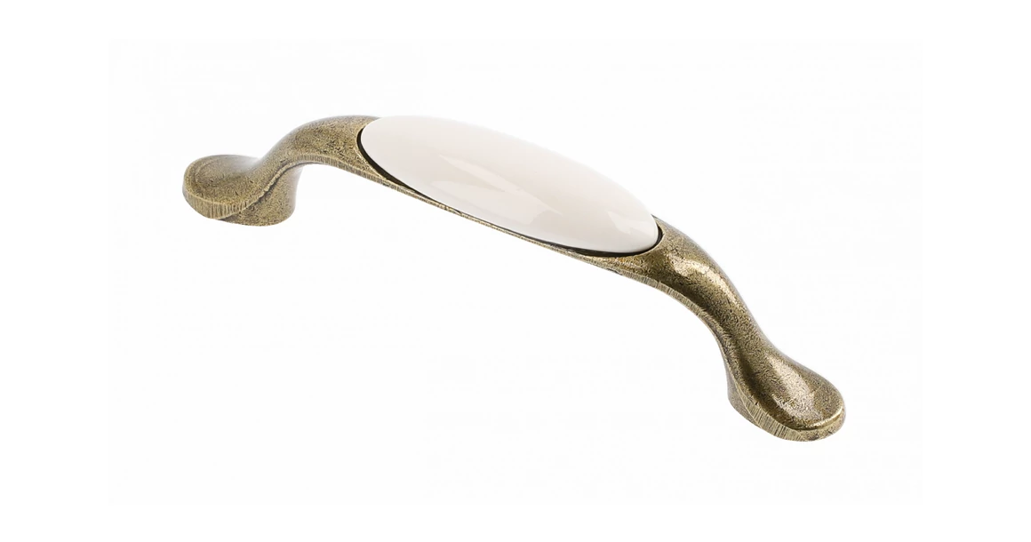 Kép 1/3 - Fogantyú porcelán-fém,   96mm, 728P, minta nélküli antik bronz