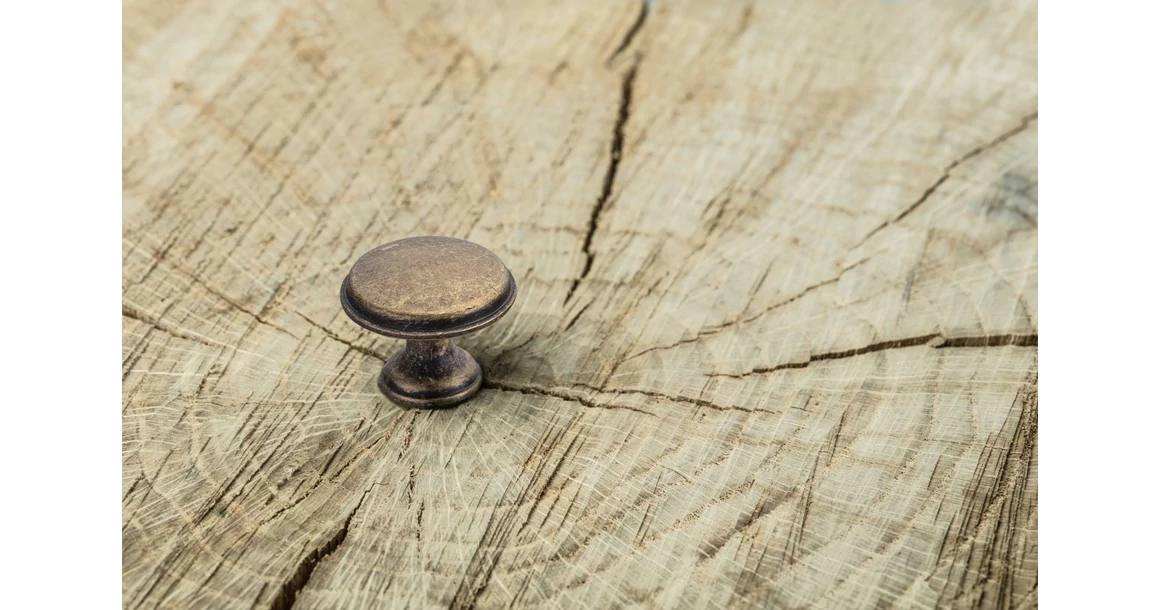 Kép 2/2 - Fogantyú fém, gomb, CENTO, antik bronz