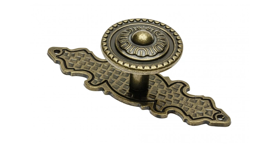 Kép 1/4 - Fogantyú fém, gomb, GZ-1136, antik bronz, rozettával