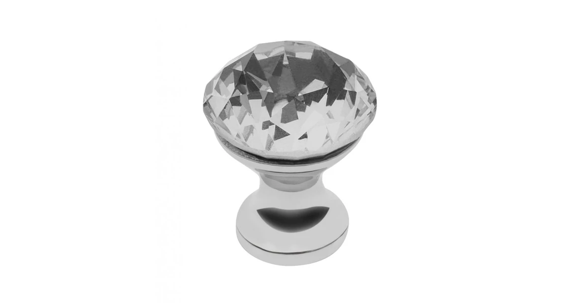 Kép 1/3 - Fogantyú üveg-fém, gomb, GZ-CRPB, 20mm, króm átlátszó