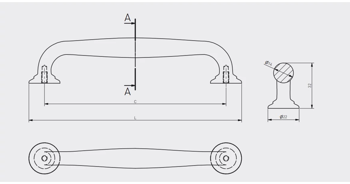Kép 5/5 - Fogantyú fém, gomb, STILO, csiszolt arany