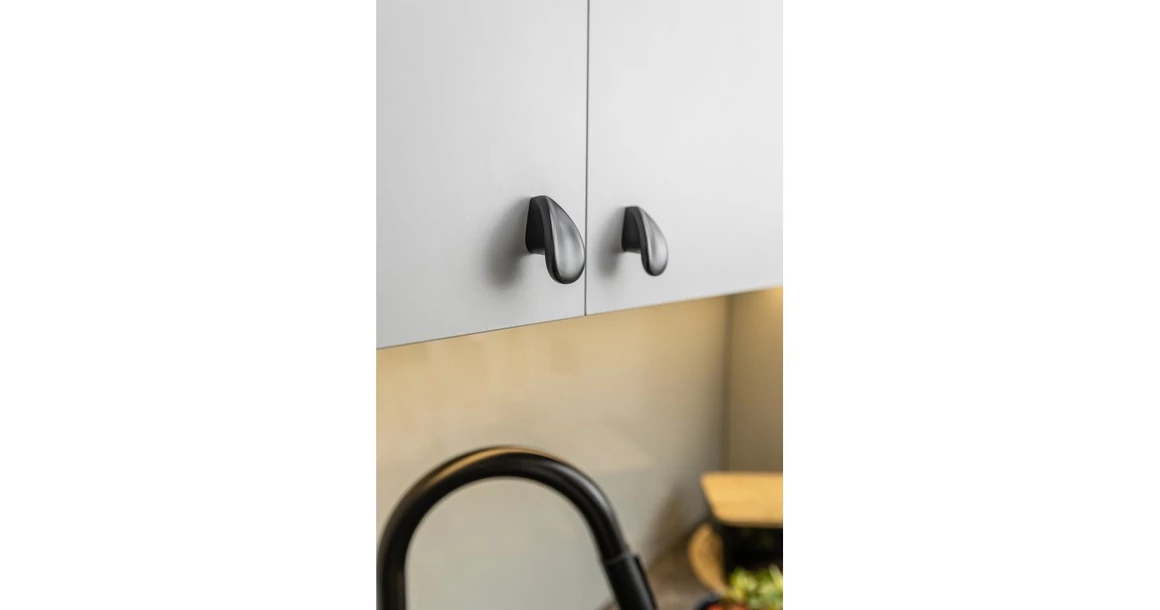 Kép 5/10 - Fogantyú fém, gomb, VENICE, fekete matt