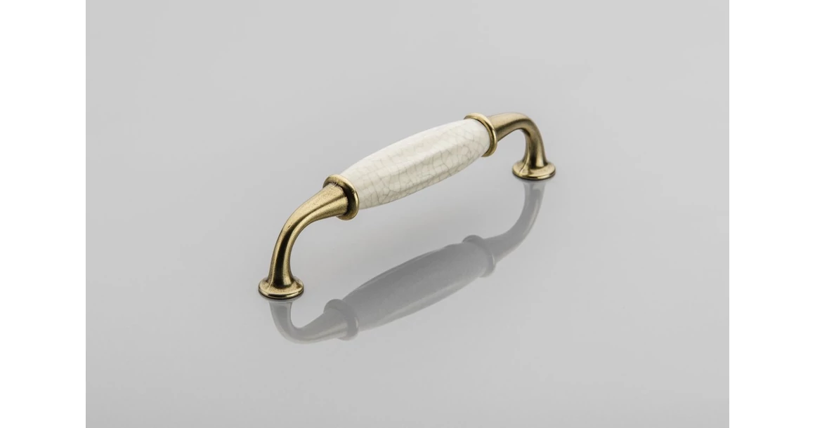 Kép 3/3 - Fogantyú porcelán-fém,  128mm, ALATRI, repesztett minta antik bronz