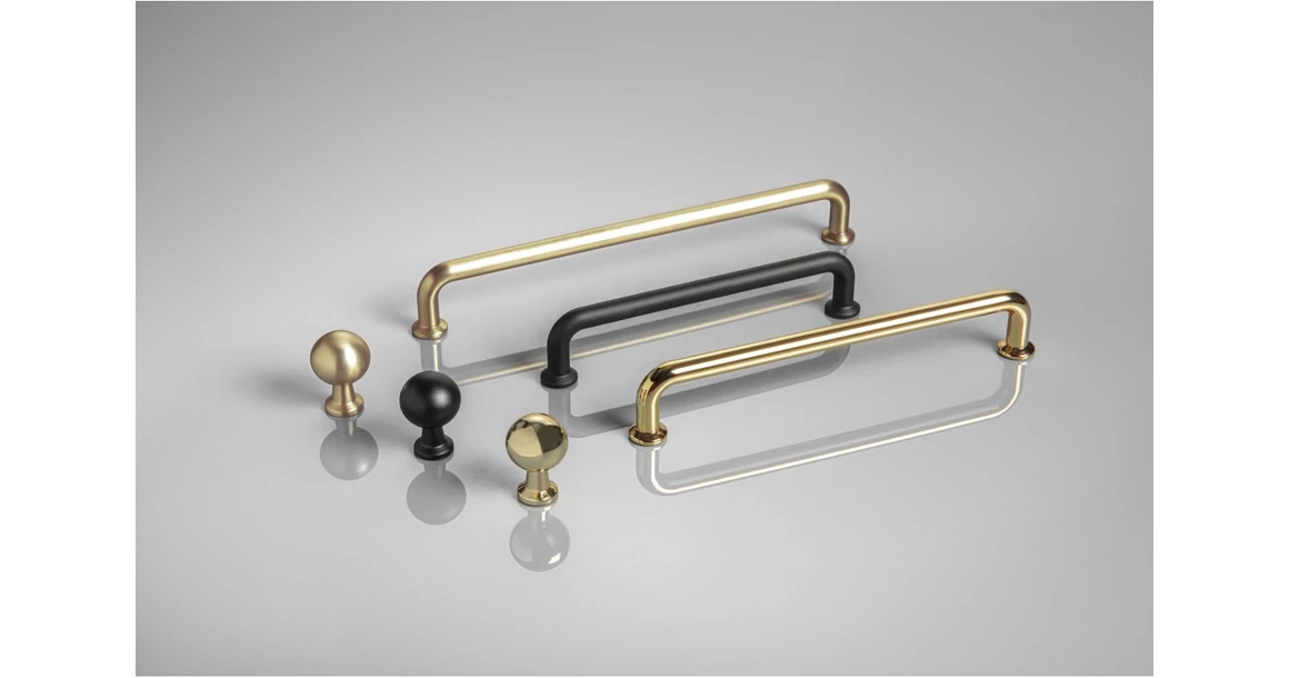 Kép 2/2 - Fogantyú fém, gomb, NORD, arany