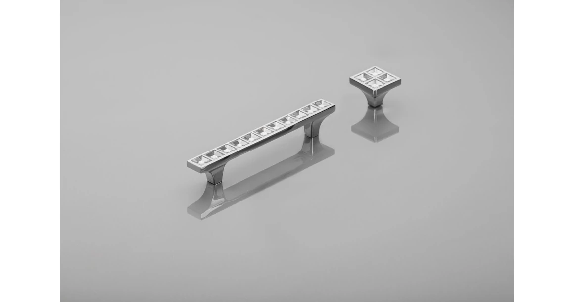 Kép 2/3 - Fogantyú üveg-fém,   64mm, UZ-02C, króm