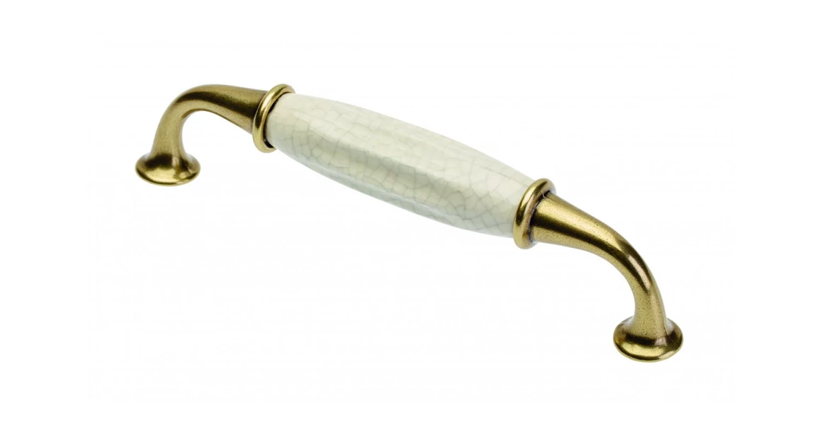 Kép 1/3 - Fogantyú porcelán-fém,  128mm, ALATRI, repesztett minta antik bronz