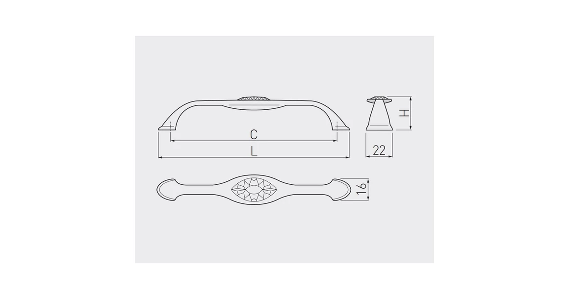 Kép 3/3 - Fogantyú üveg-fém, BIANCA